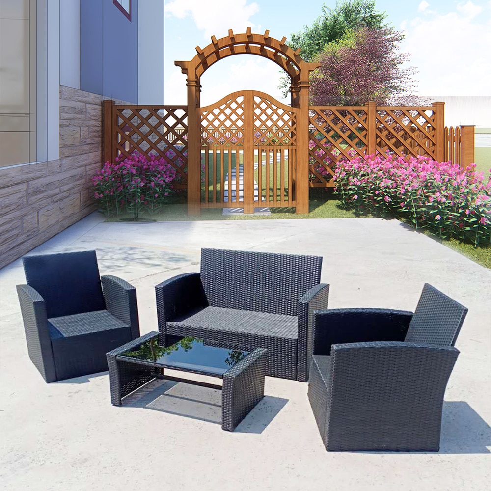 4PCS Outdoor Furnitures Rattan Garden furniture