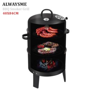 ALWAYSME 40X84CM BBQ Vertical Smoker Grill For Outdoor Cooking Grilling