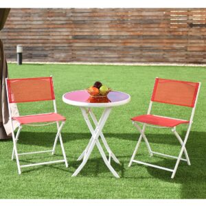 Costway 3 PCS Folding Bistro Table Chairs Set
