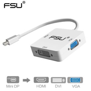 FSU 3 in 1 Mini DP DisplayPort to HDMI VGA DVI Adapter Mini DP Cable Converter for Mac Book Pro Air Monitor Mini DisplayPor