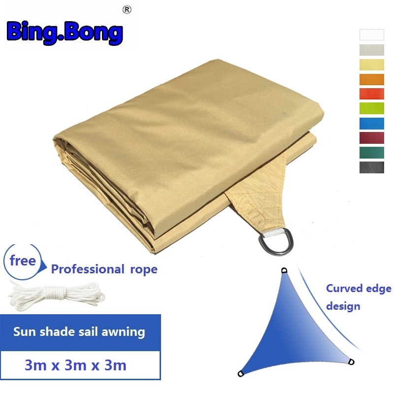UV Waterproof Triangles sun shade sail awning outdoor Sun Shading net 3*3*3m garden courtyard pool gazebo canopy swimming pool - Image 2
