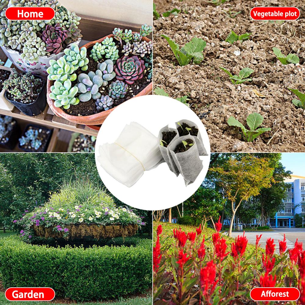 300PCS Seedling Plants Nursery Bags Organic Biodegradable Grow Bags Fabric Eco-friendly Ventilate Growing Planting Bags - Image 6