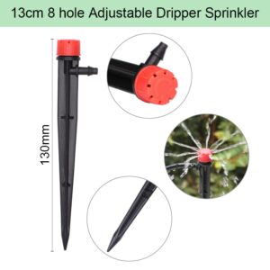 Alternative view of 1/4" Hose Drip Irrigation System 360 Degree Adjustable 8 Hole Sprinkler Kit Garden Watering Inserting Ground Micro Flow Dripper