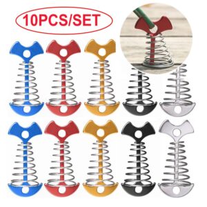 10Pcs Tent Pegs Rope Buckle Adjustable Plank Floor Spring Fishbone Anchor Awning Deck Stakes Fixed Nails Camping Tent Hooks